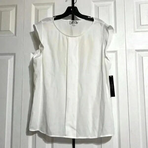 Tahari cream blouse top shirt